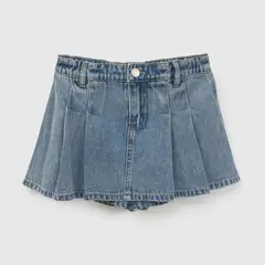 COLLOKY - Falda jeans tableada niña azul 3/4A a 12/13A