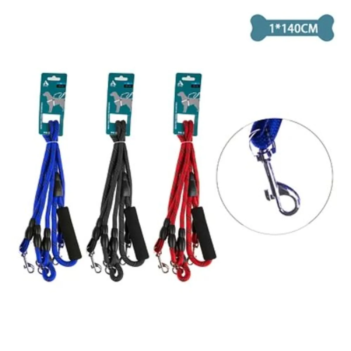 GENERICO - Doble correa para mascota 10cm14m Color Azul