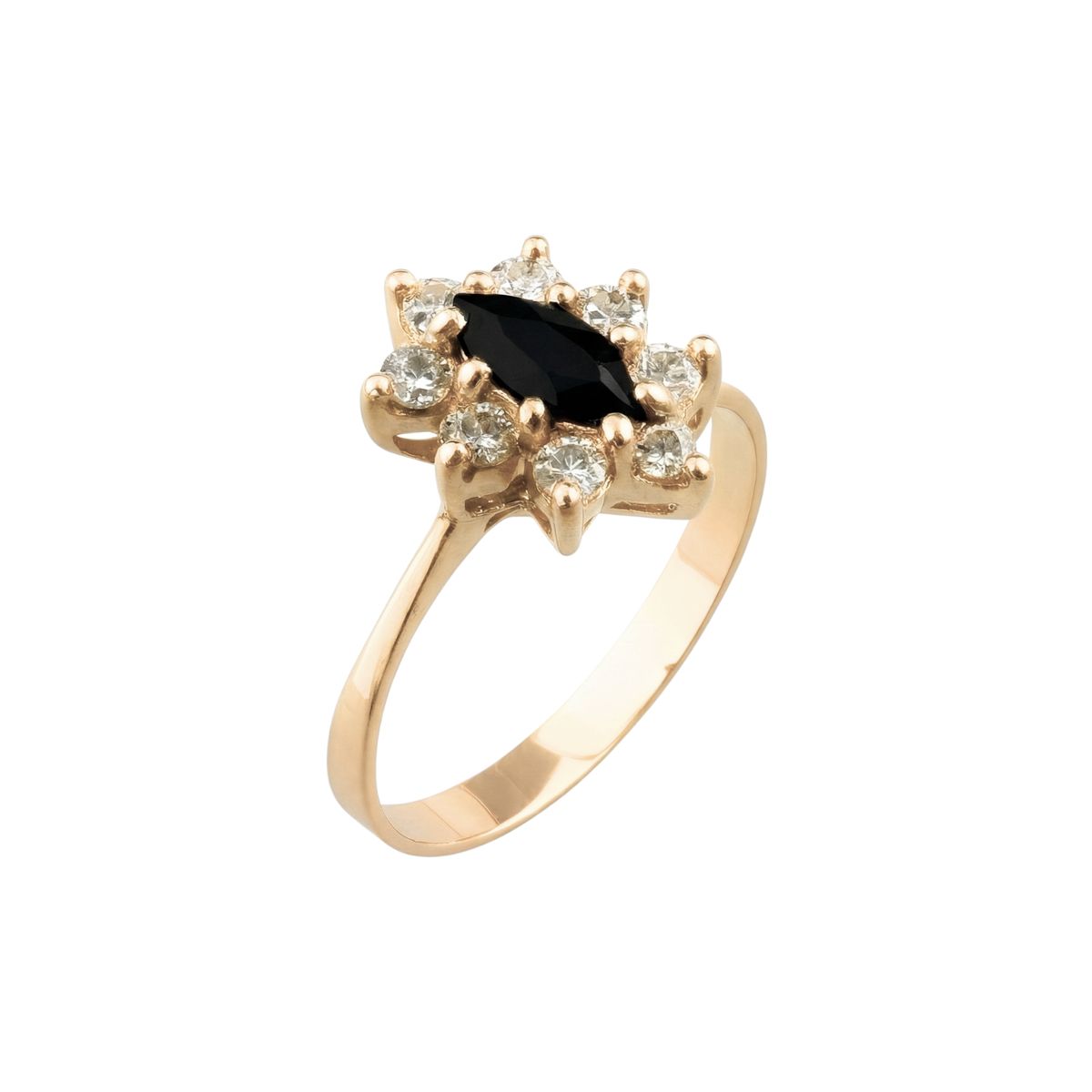 JB JOYAS BARON - Anillo Oro 18kt Platino Roseta Marquise Circonitas