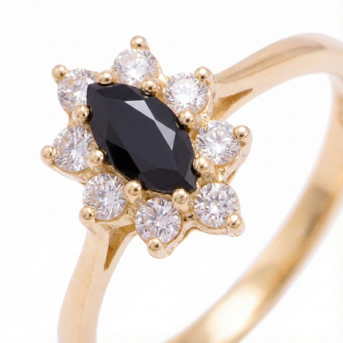 JB JOYAS BARON - Anillo Oro 18kt Platino Roseta Marquise Circonitas