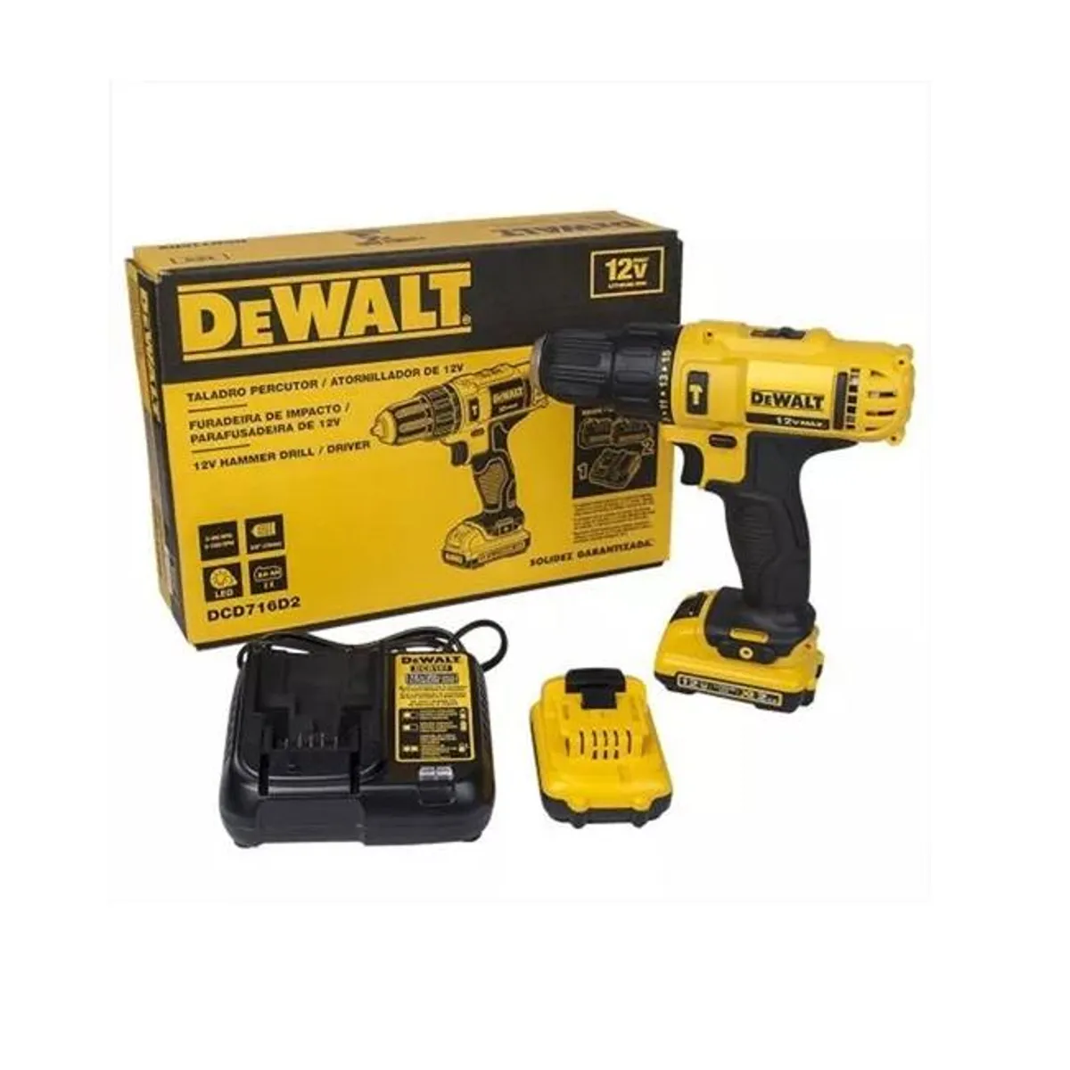 DEWALT - Taladro Percutor  Atornillador Dewalt 12v Dcd716d2