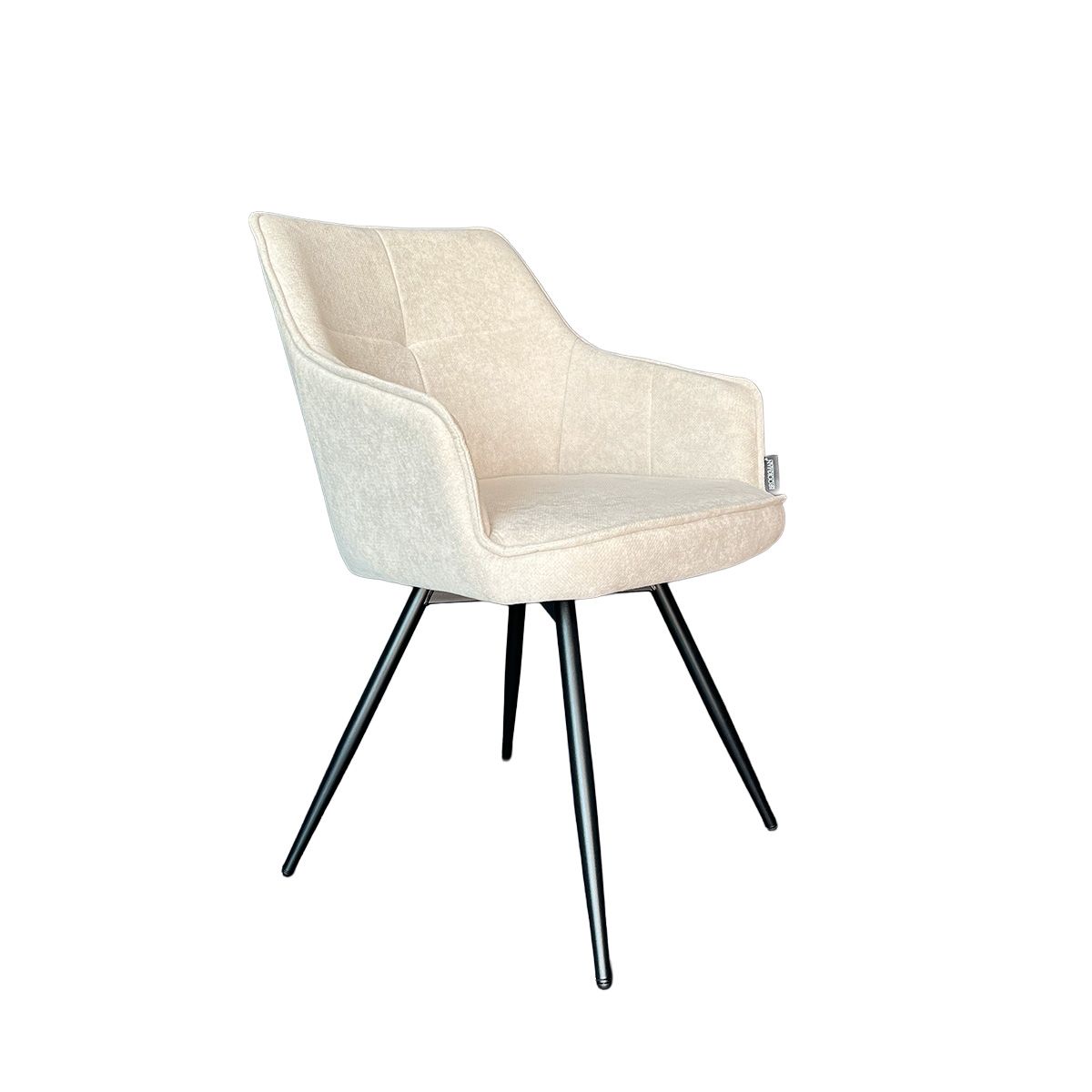 BROOKMAN - Silla Oliver Con Brazos Tela Gris base Metálica Giratoria Negra