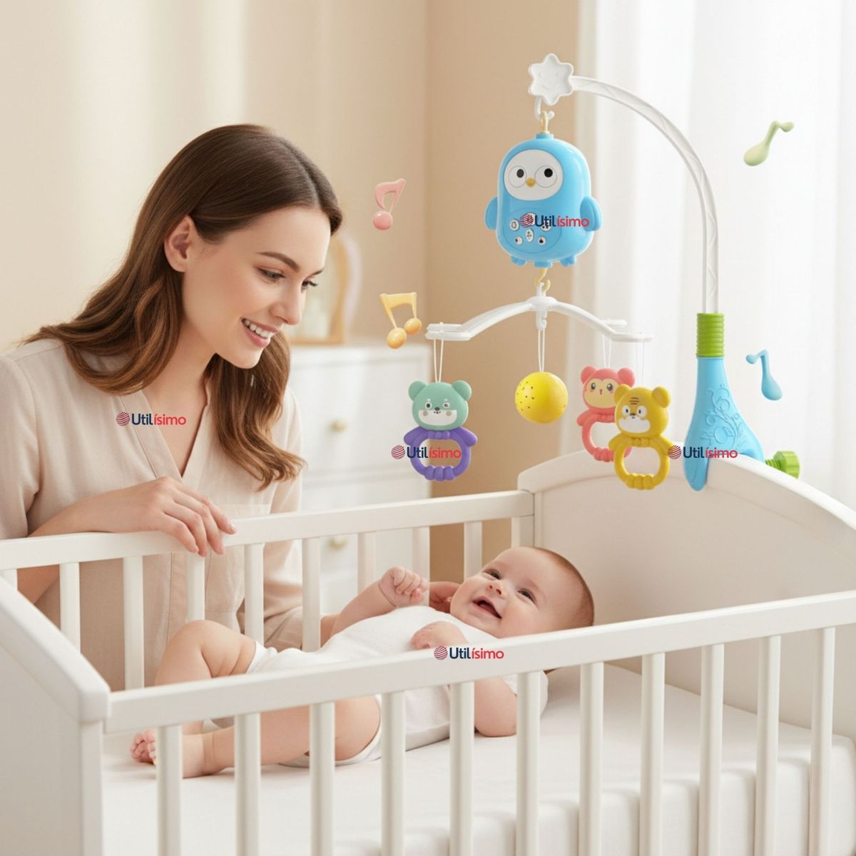 JUMP KIDS - Móvil Sonajero Giratorio Musical Bebé Niño Azul