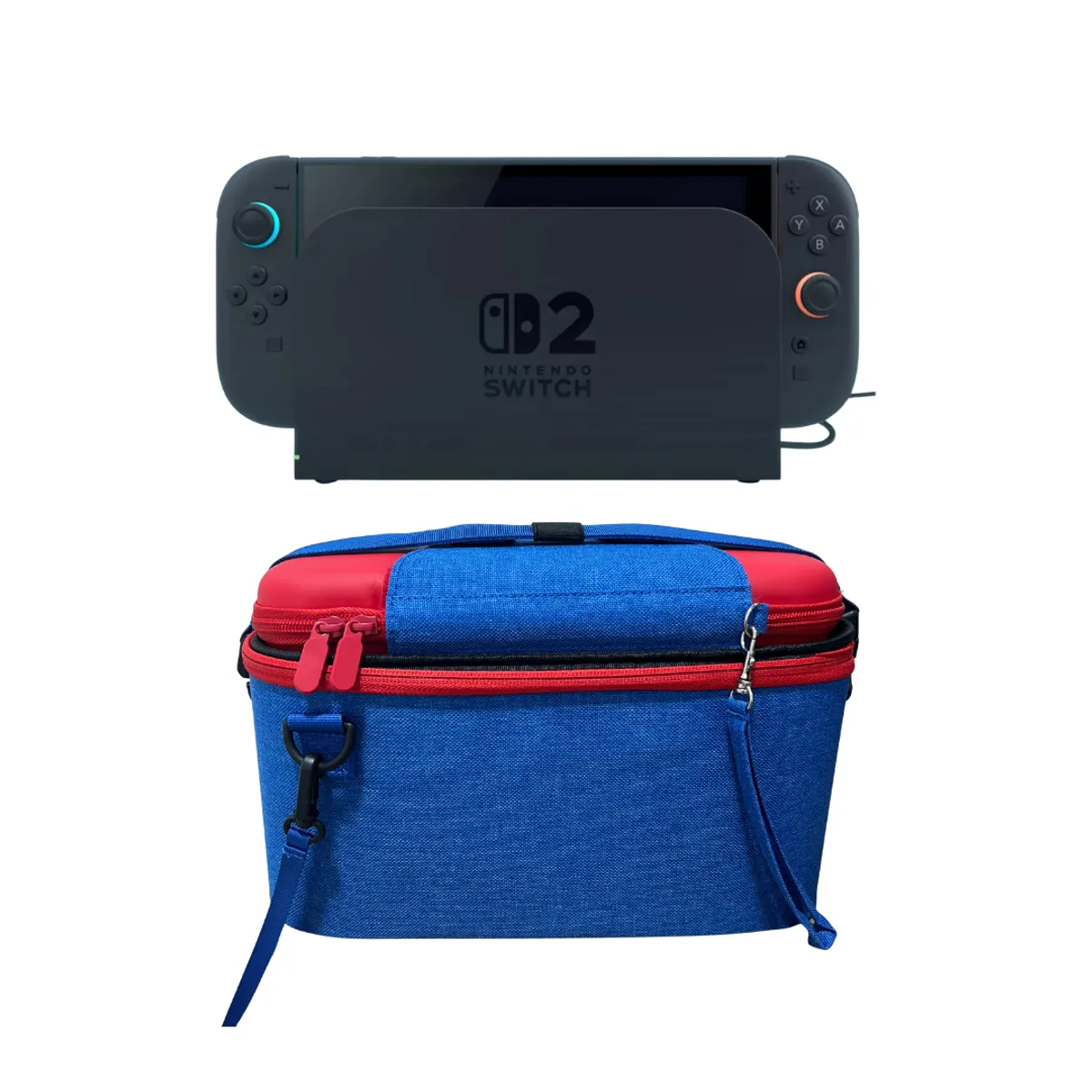GENERICO - Bolso Maleta Transporte + Estuche Rojo-Azul Compatible Switch 2