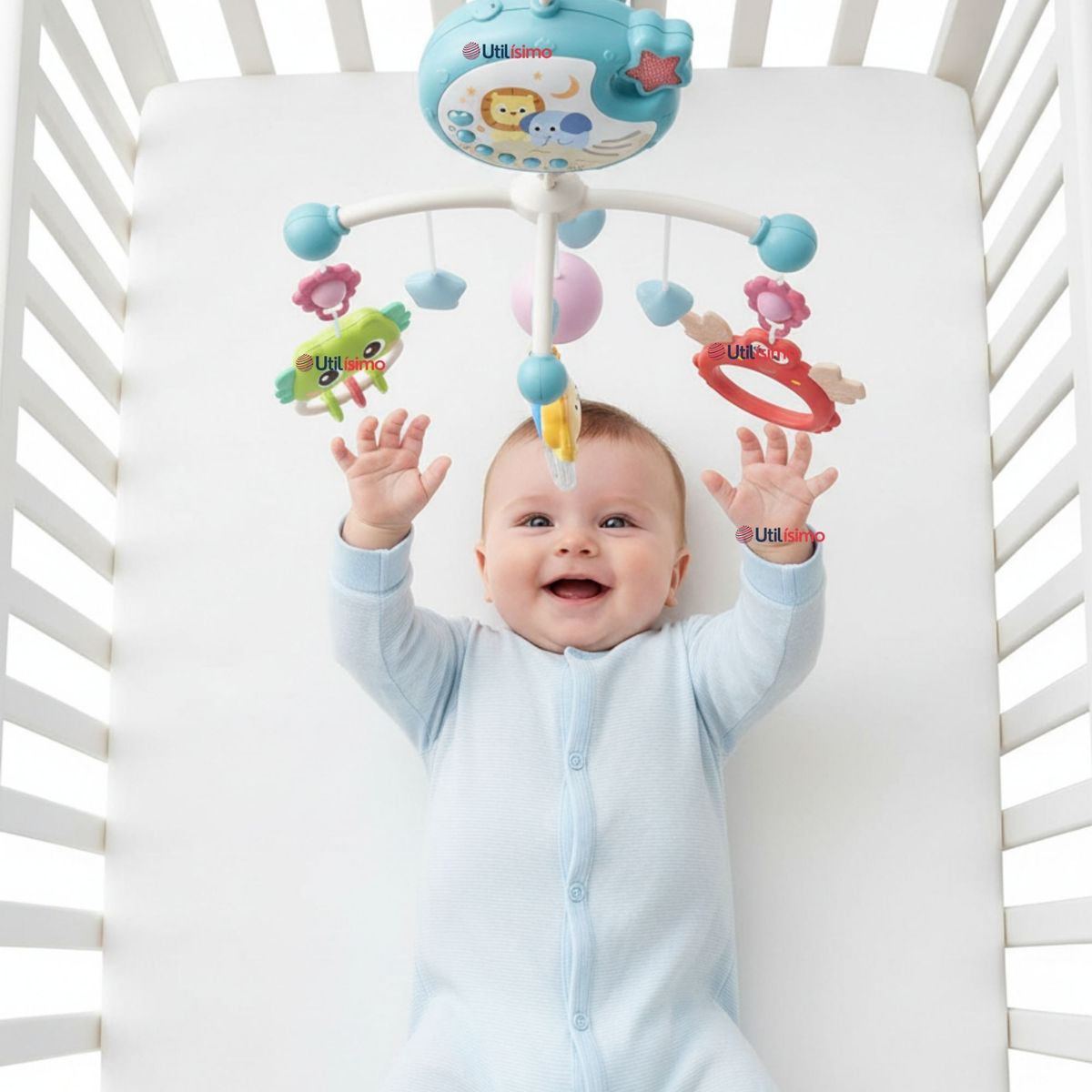 JUMP KIDS - Móvil Giratorio Musical Proyector De Luces + Control Para Cuna Bebé