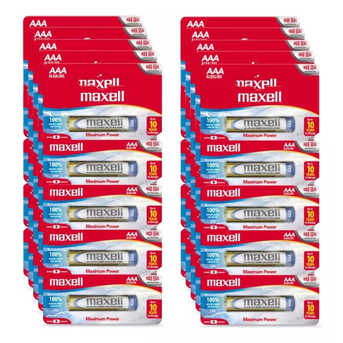 MAXELL - Pack 50 Pilas Alcalinas Maxell Tamaño Aaa (Triple A)