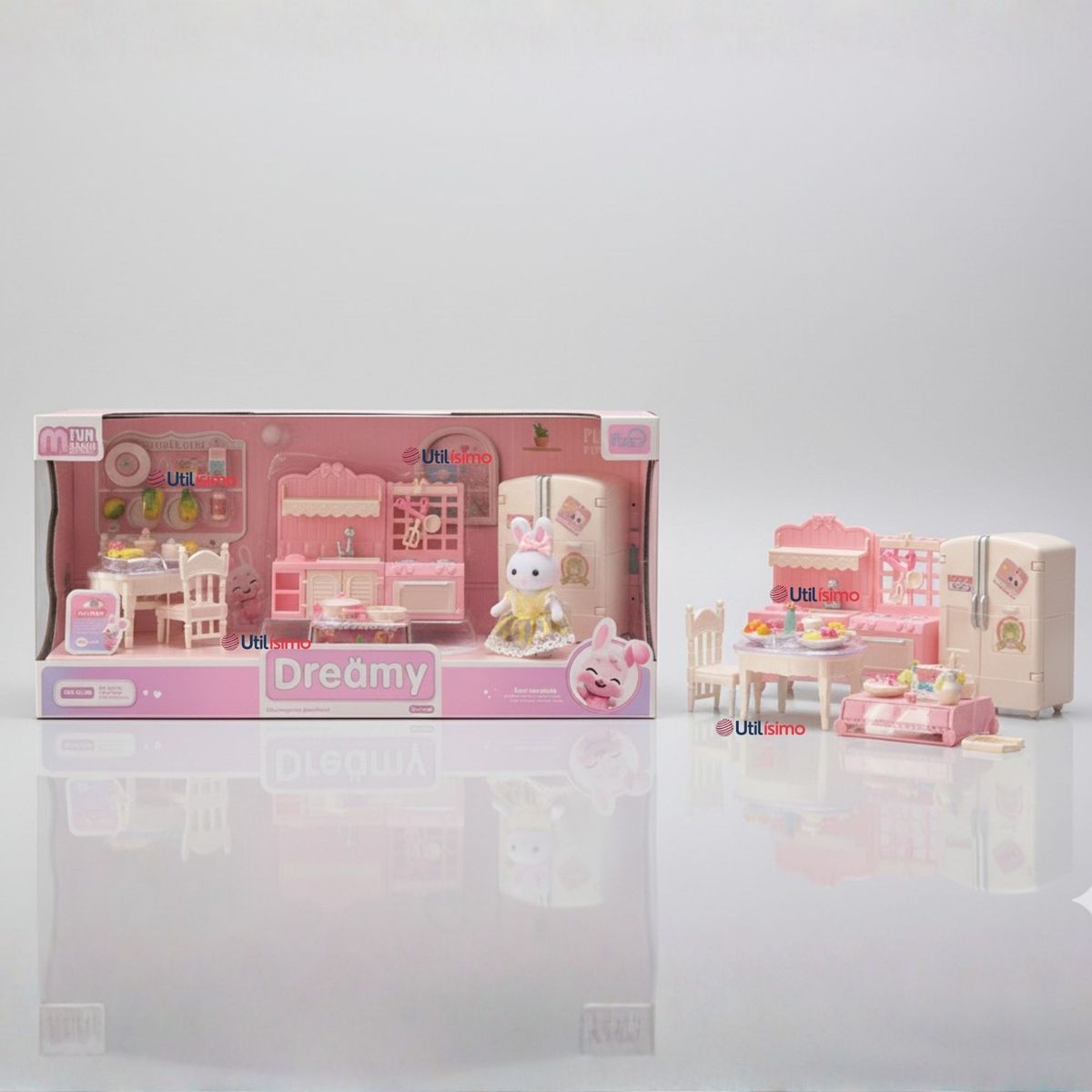 UTILISIMO - Set de Cocina y Comedor Muñeca Conejita Juguete Niña