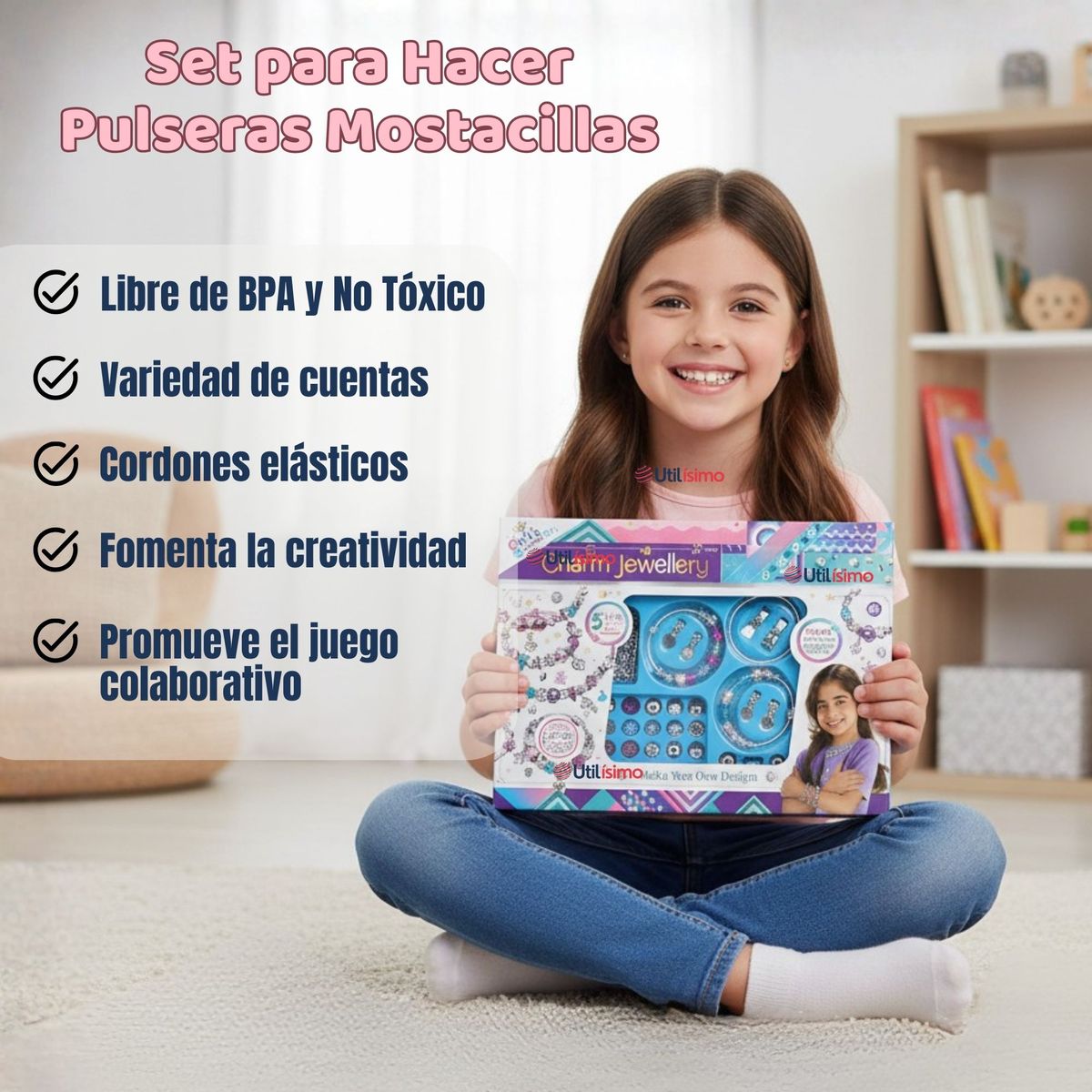 UTILISIMO - Kit De Mostacillas Juguete Para Armar Crear Pulseras Y Collares Niñas