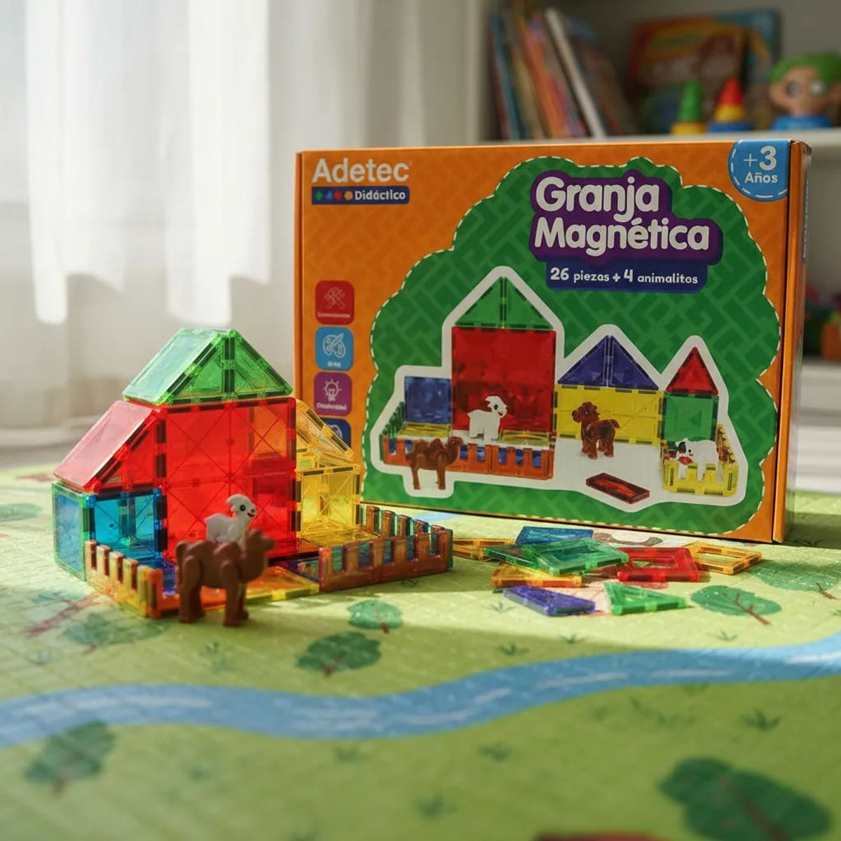 ADETEC - Juego Didáctico Figuras Magnéticas De Granja Adetec 30 Piezas