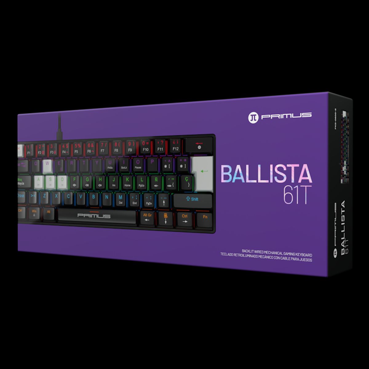 PRIMUS GAMING - Teclado gamer 60% BALLISTA61T PKS-060G-S con cable