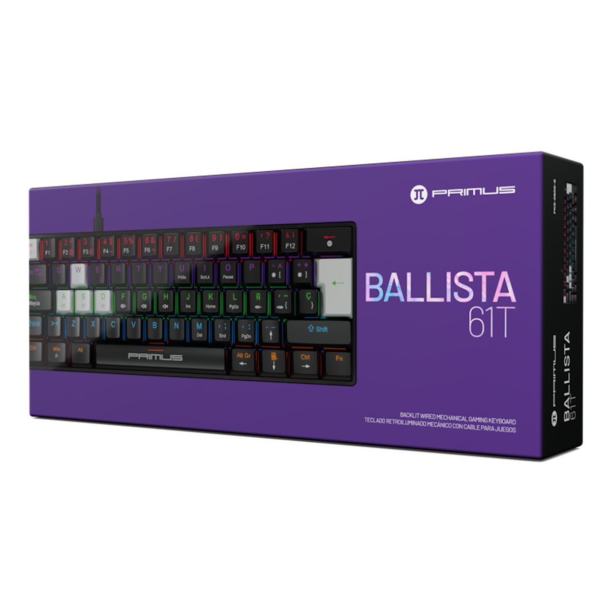 PRIMUS GAMING - Teclado gamer 60% BALLISTA61T PKS-060G-S con cable
