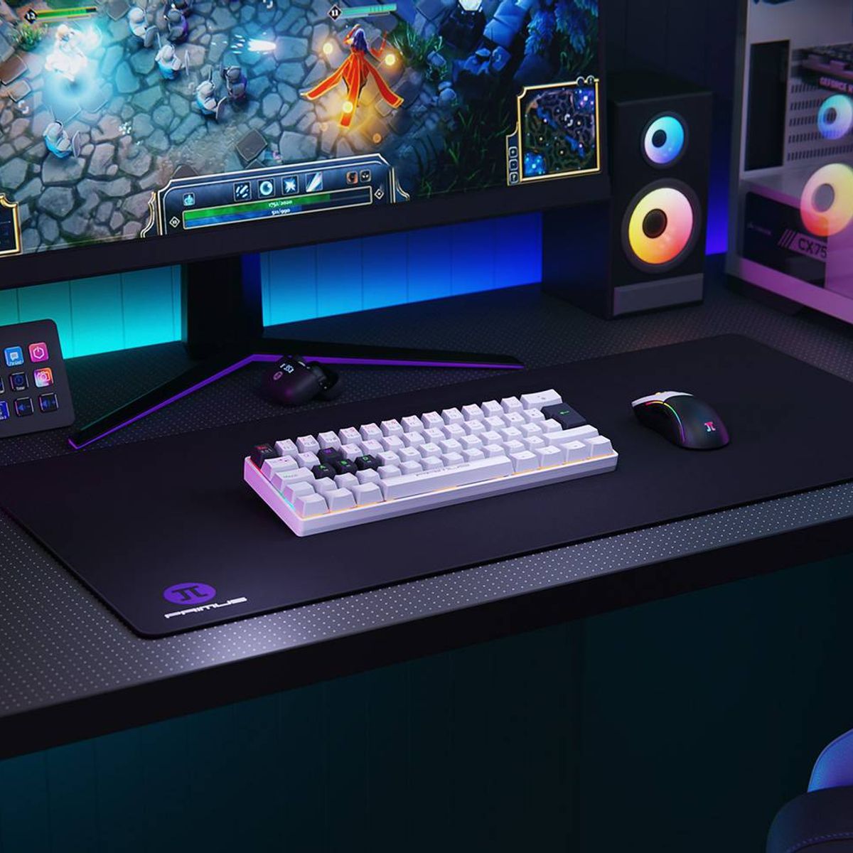 PRIMUS GAMING - Teclado gamer 60% BALLISTA61T PKS-060W-S con cable