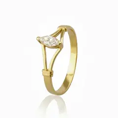 JB JOYAS BARON - Anillo Oro 18kt Platino Solitario Navette Circonita