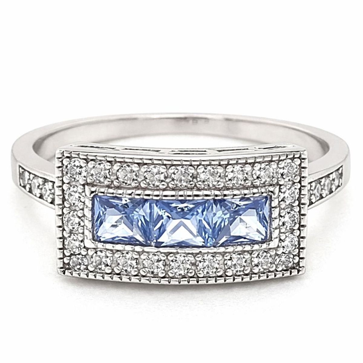 JOYAS LANDEROS - Anillo Vintage Rectangular Agua Marina Plata 925