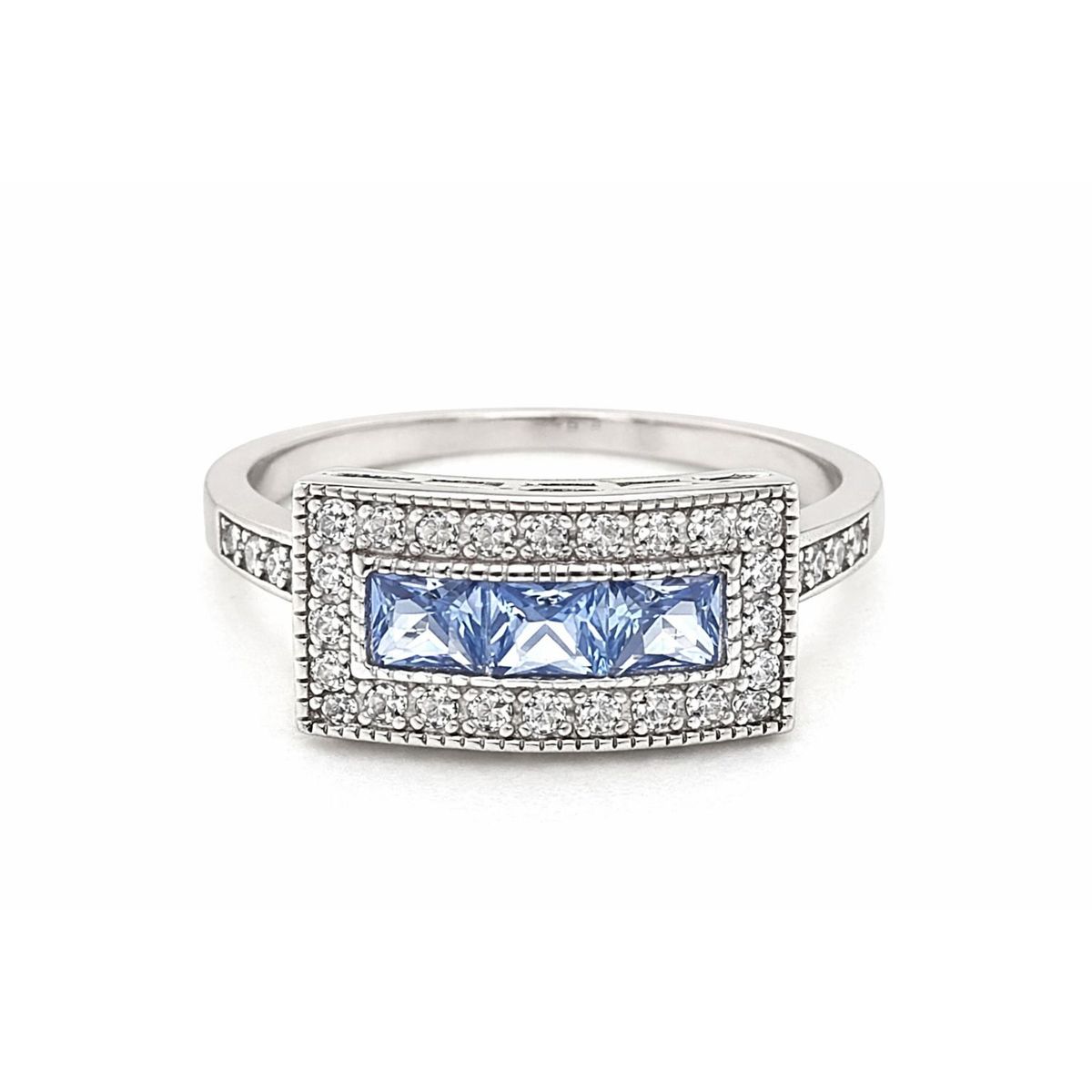 JOYAS LANDEROS - Anillo Vintage Rectangular Agua Marina Plata 925