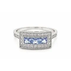 JOYAS LANDEROS - Anillo Vintage Rectangular Agua Marina Plata 925