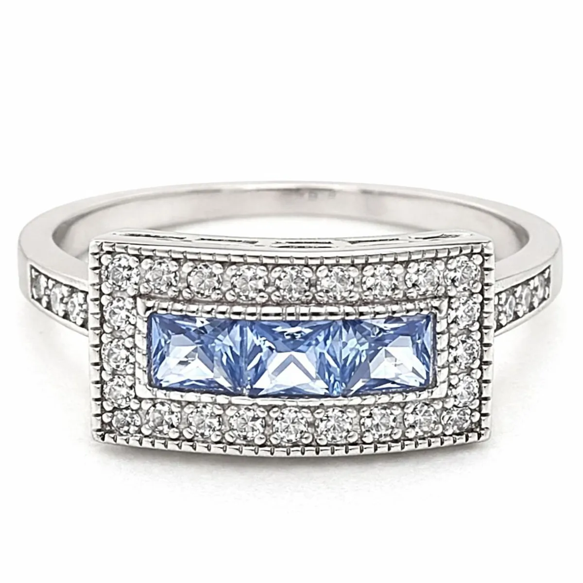 JOYAS LANDEROS - Anillo Vintage Rectangular Agua Marina Plata 925