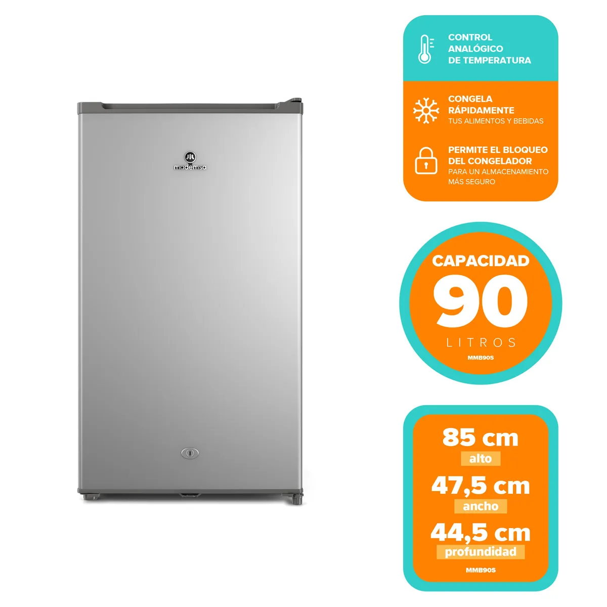 ELECTROLUX - Frigobar 90L Frío Directo con Llave y Luz LED MMB90S Silver