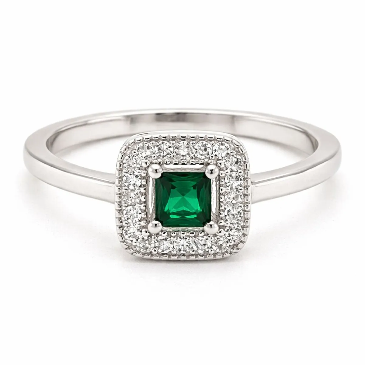 JOYAS LANDEROS - Anillo Halo Esmeralda Plata 925