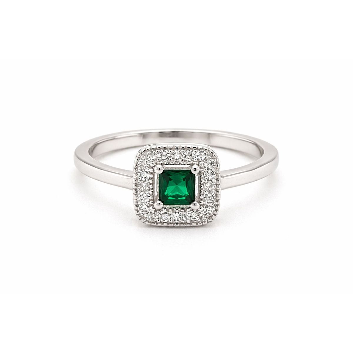 JOYAS LANDEROS - Anillo Halo Esmeralda Plata 925