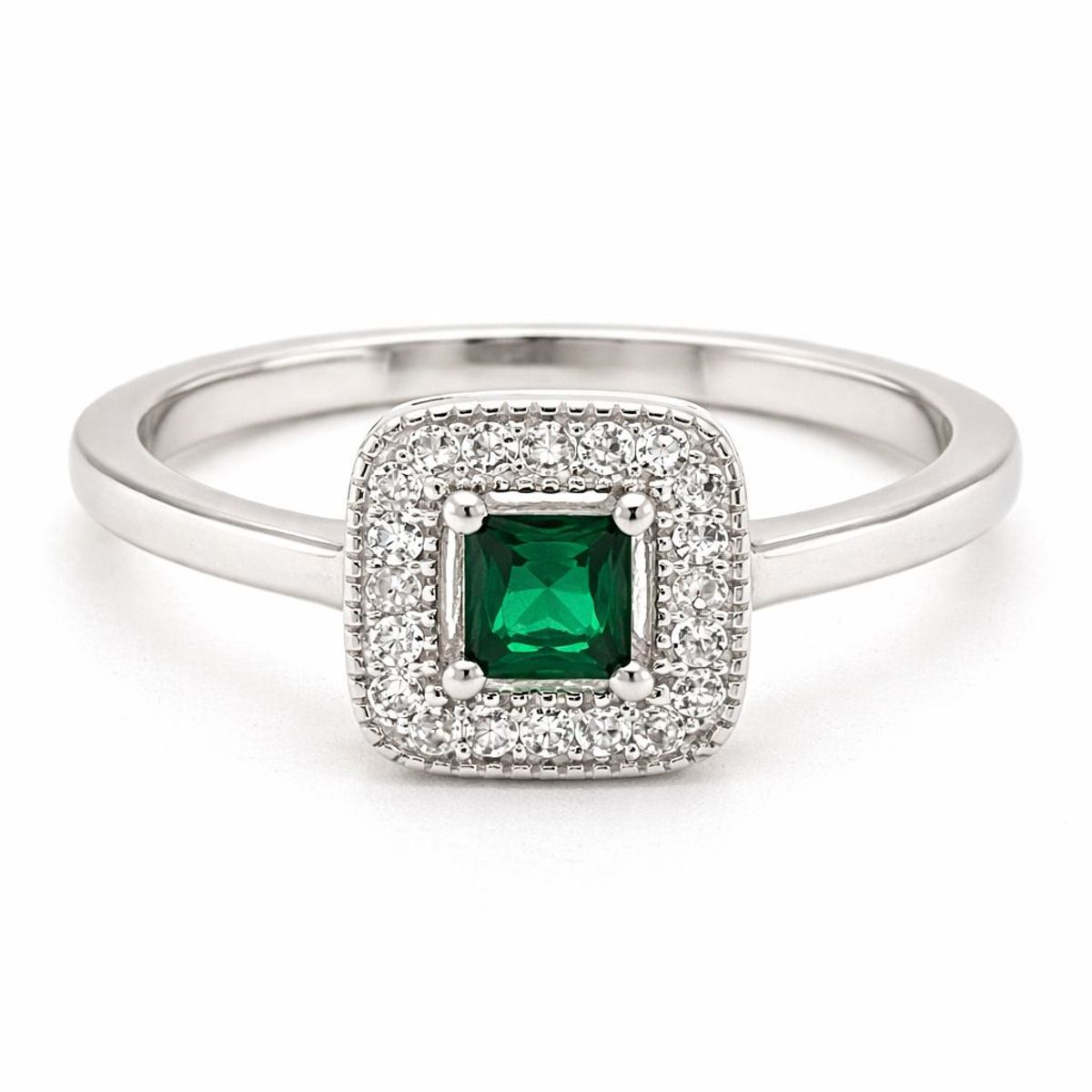 JOYAS LANDEROS - Anillo Halo Esmeralda Plata 925