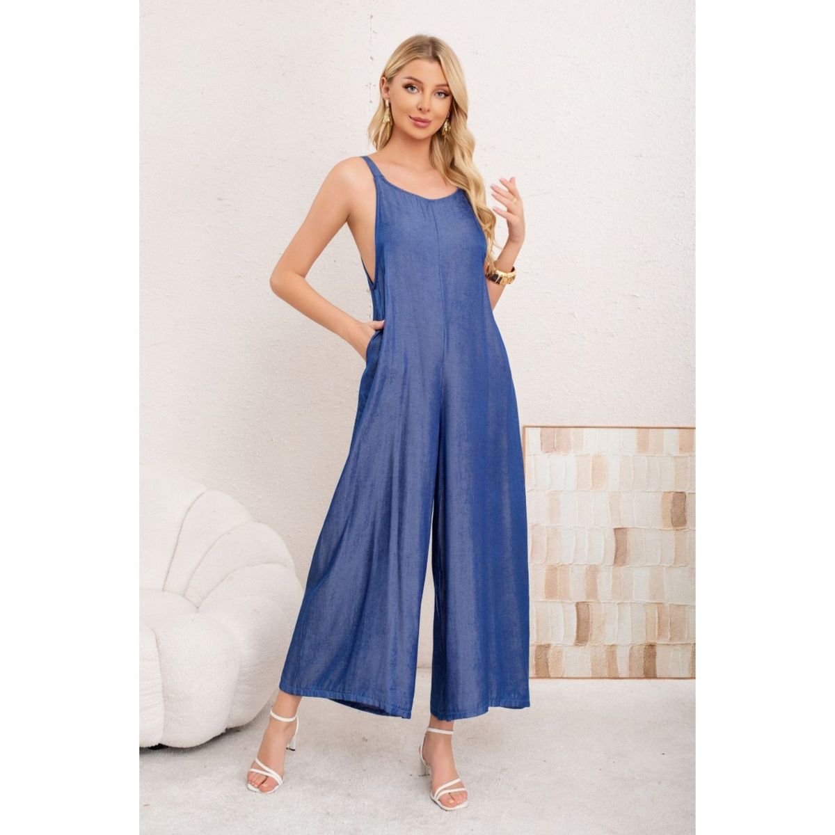 LIKE SHOP - Enterito Casual Mujer Semi Brillo Pabilos Ajustables Liso Premium 3354