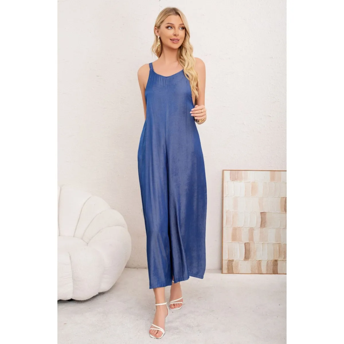 LIKE SHOP - Enterito Casual Mujer Semi Brillo Pabilos Ajustables Liso Premium 3354