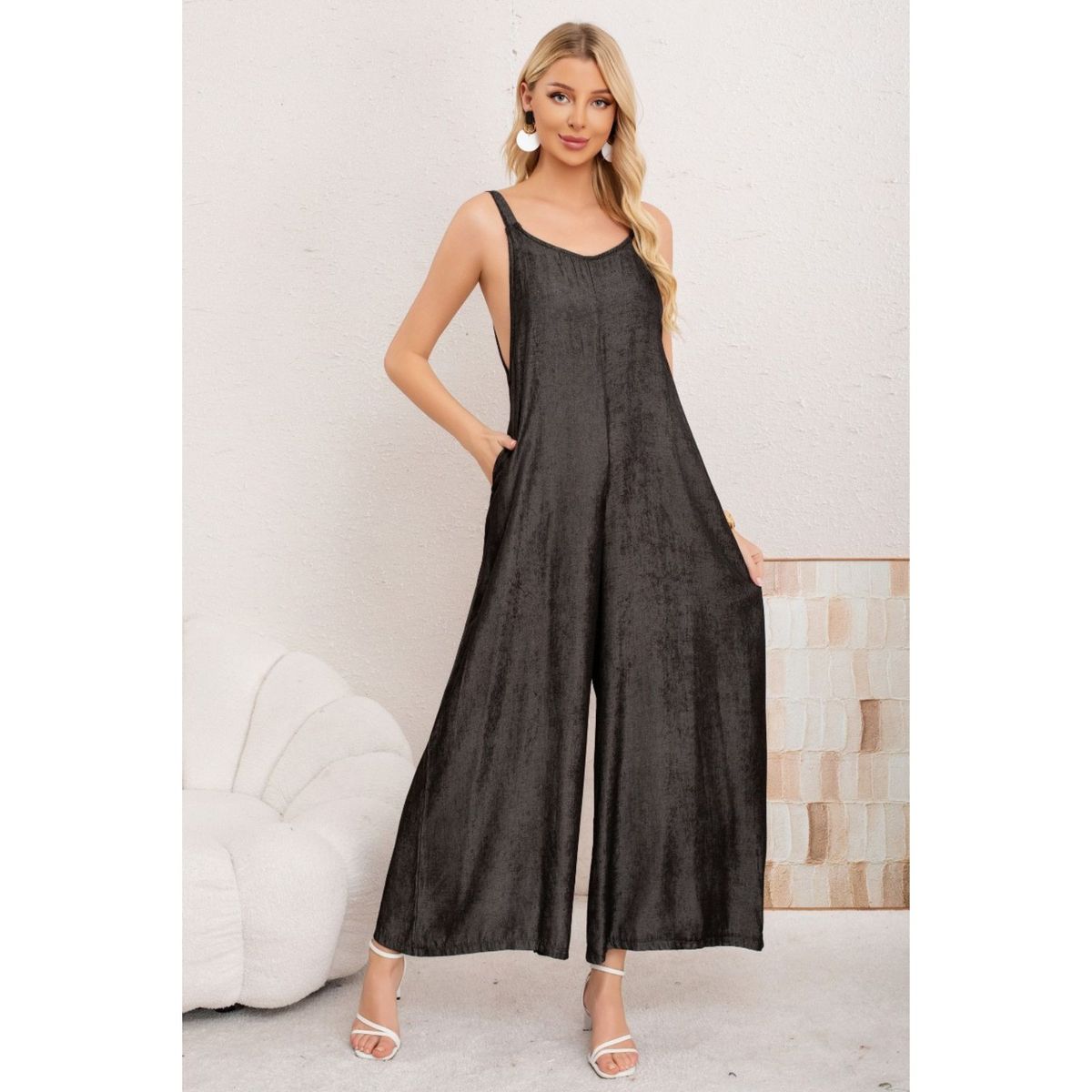 LIKE SHOP - Enterito Casual Mujer Semi Brillo Pabilos Ajustables Liso Premium 3354