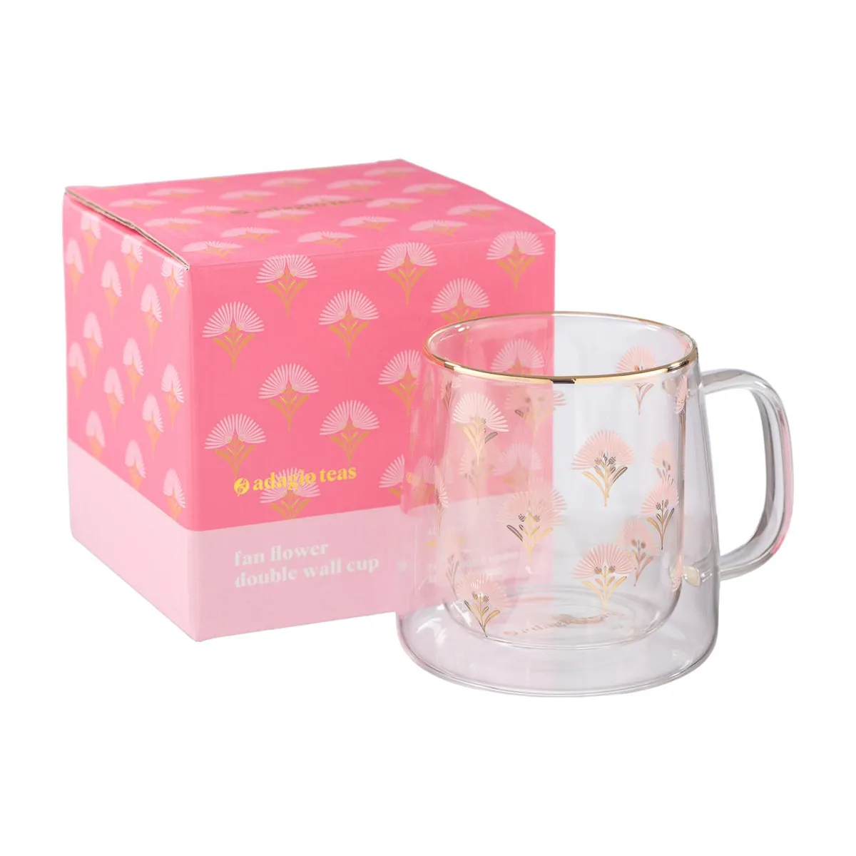 ADAGIO TEAS - Taza Doble Vidrio Fan Flower 400 ml