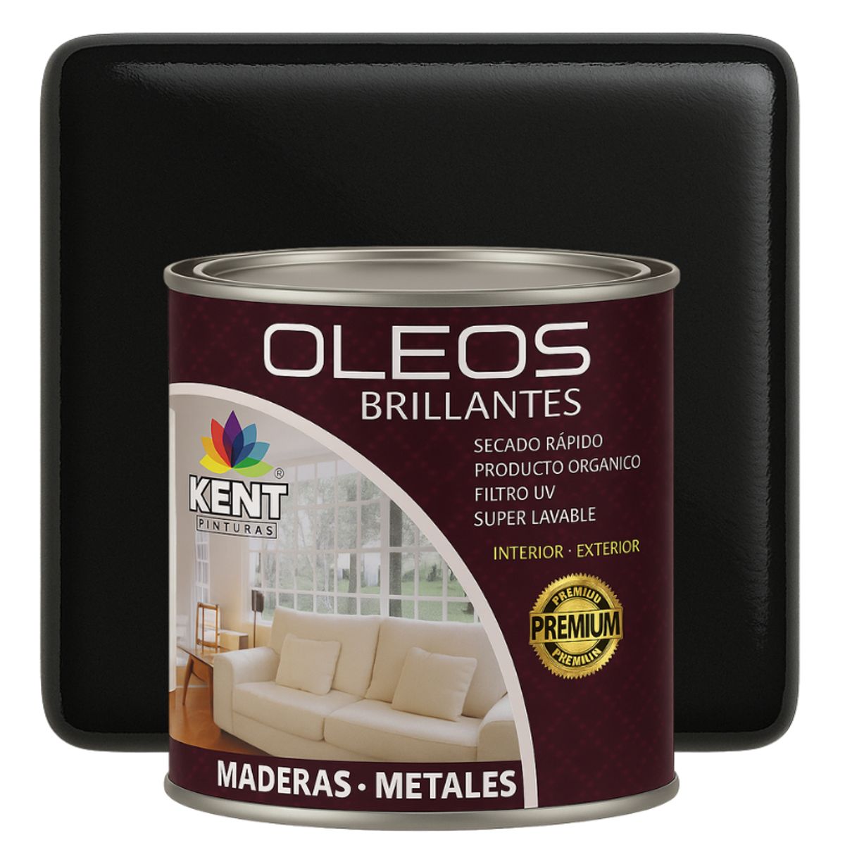 KENT - OLEO BRILLANTE PREMIUM - MULTISUPERFICIES - CUARTO GALON NEGRO ABSOLUTO