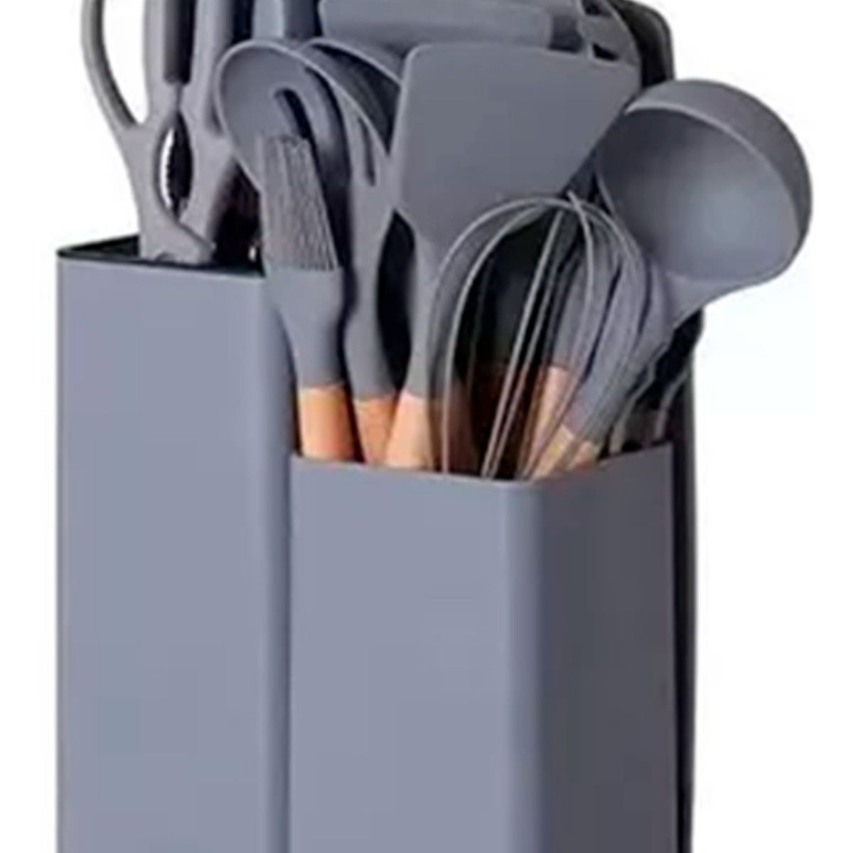 HOMEBRANDT - Set 19 Utensilios De Cocina Antiadherente Silicona Madera