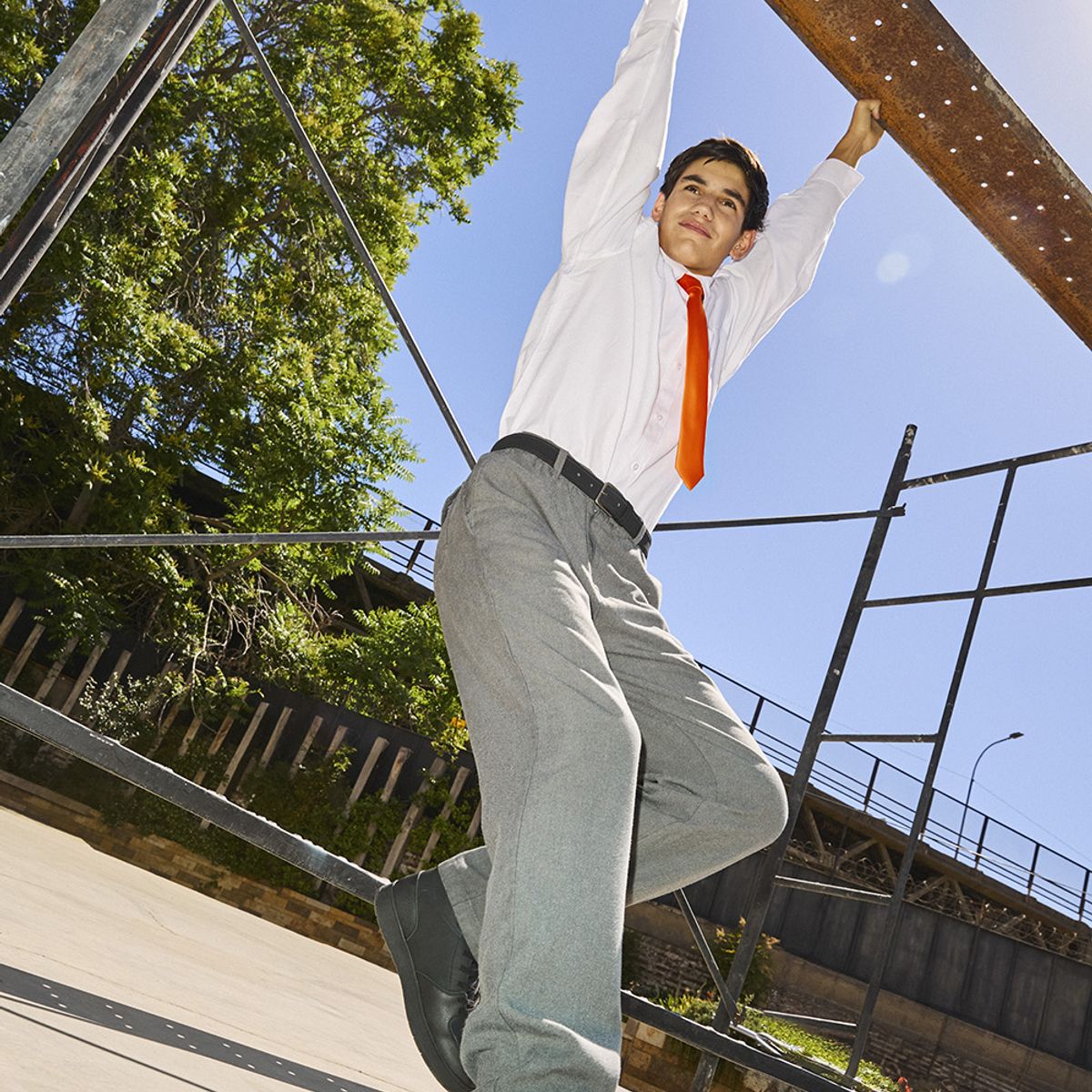 COLLOKY - Pantalón Escolar de niño Gris con Cierre y Botón