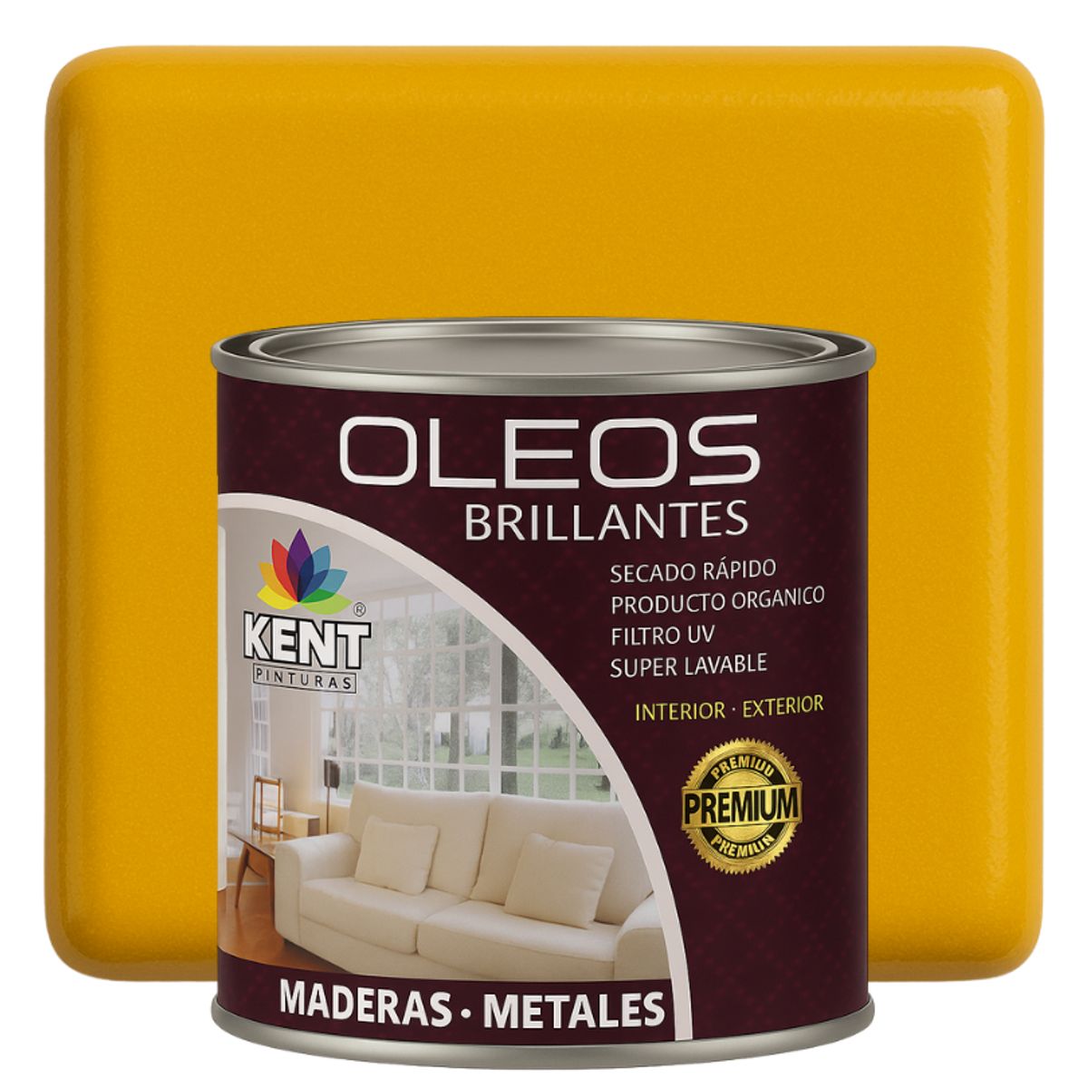 KENT - OLEO BRILLANTE PREMIUM - MULTISUPERFICIES - OCTAVO GALON AMARILLO ÓXIDO