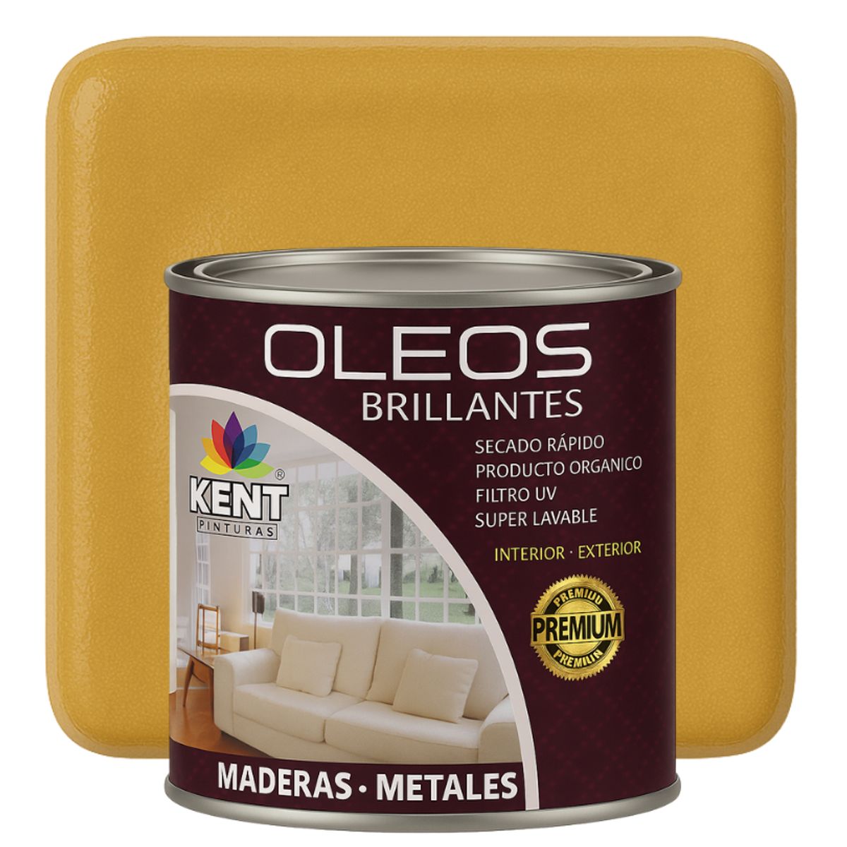 KENT - OLEO BRILLANTE PREMIUM - MULTISUPERFICIES - OCTAVO GALON AMARILLO SIENA