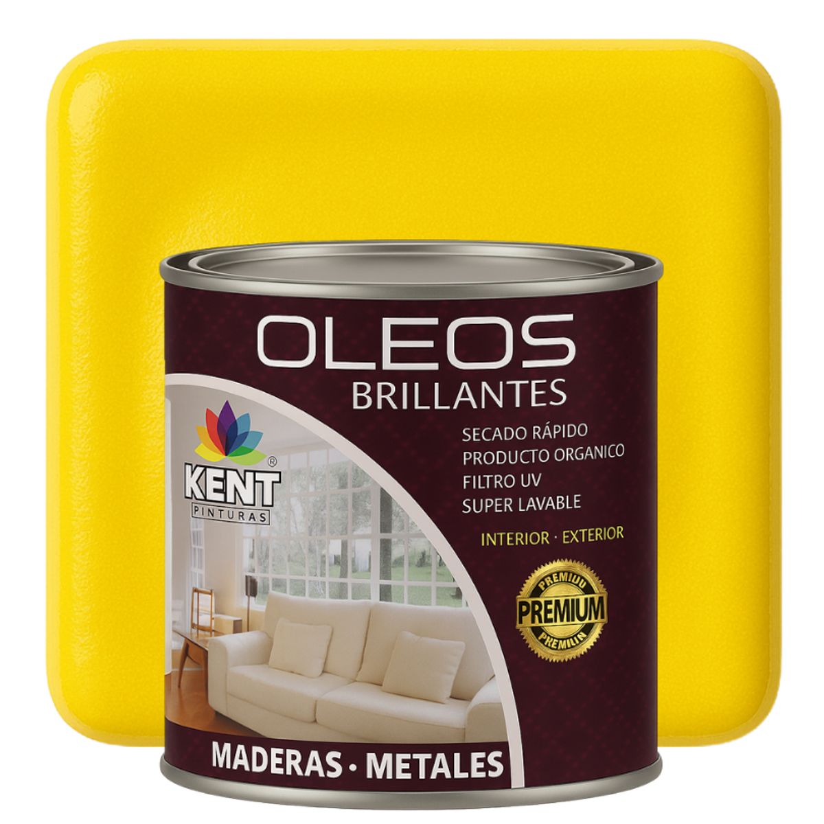 KENT - OLEO BRILLANTE PREMIUM - MULTISUPERFICIES - OCTAVO GALON AMARILLO SOL