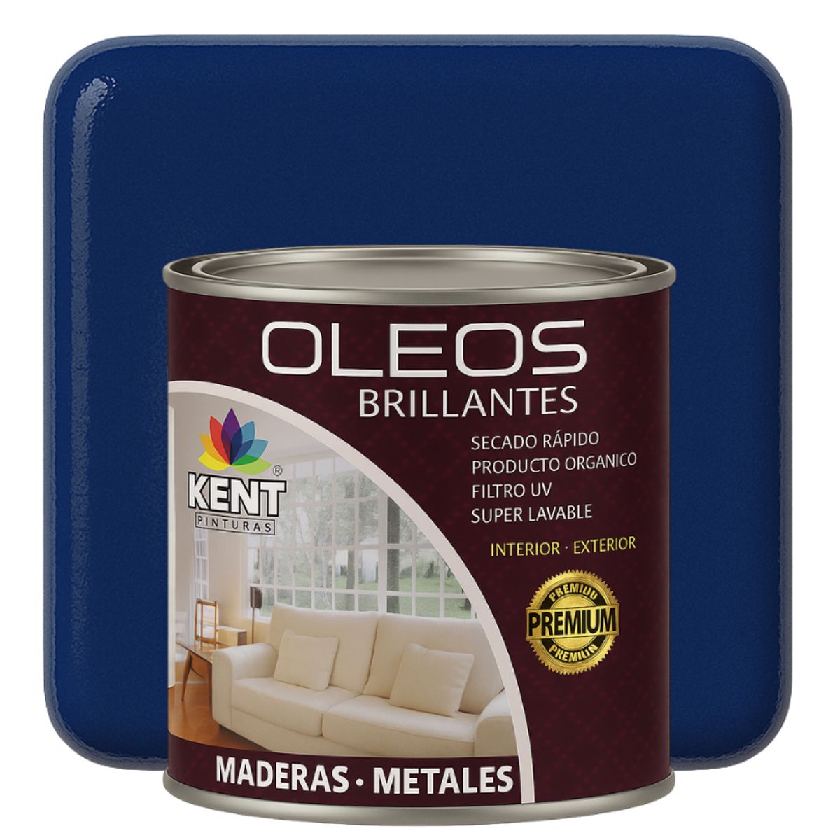 KENT - OLEO BRILLANTE PREMIUM - MULTISUPERFICIES - OCTAVO GALON AZUL COBALTO