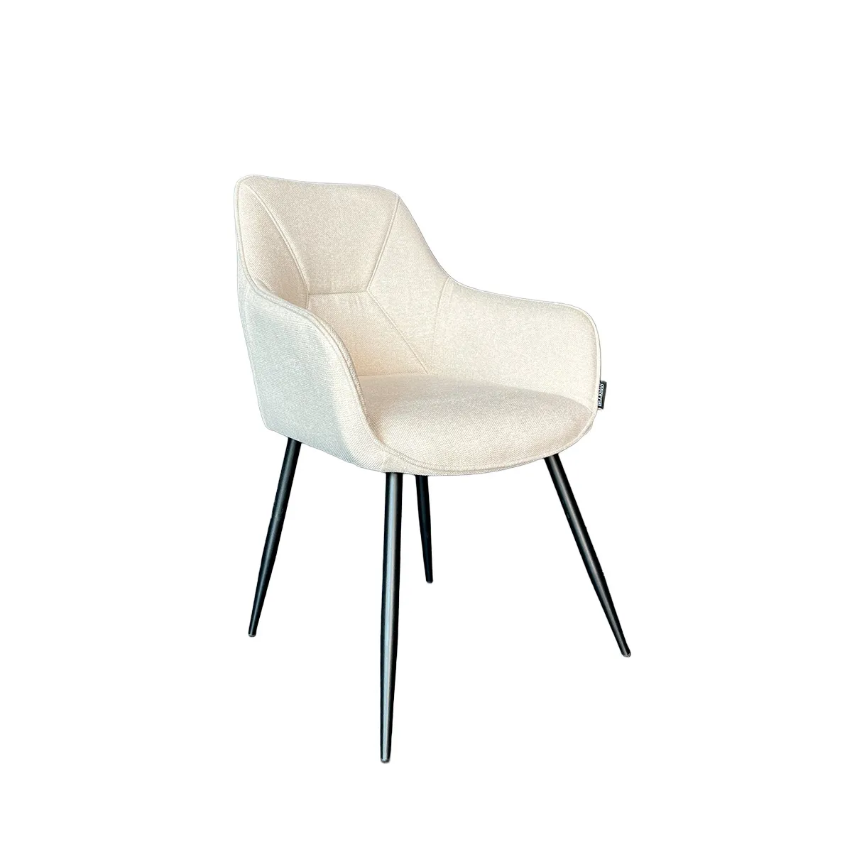 BROOKMAN - Silla Charlie Con Brazo Tela Beige Estructura Metálica Negra