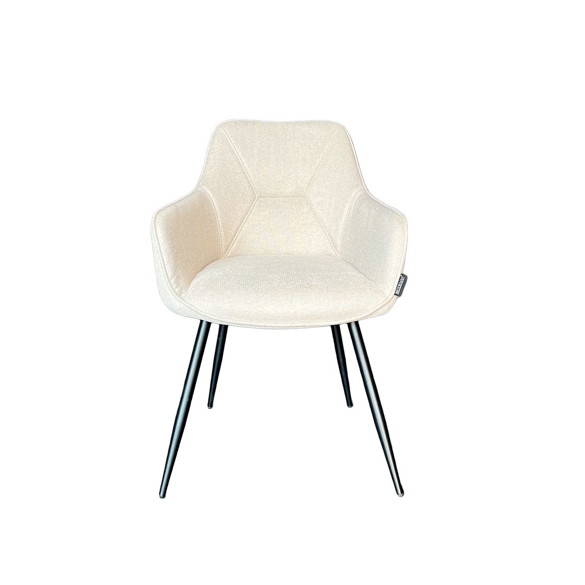 BROOKMAN - Silla Charlie Con Brazo Tela Beige Estructura Metálica Negra