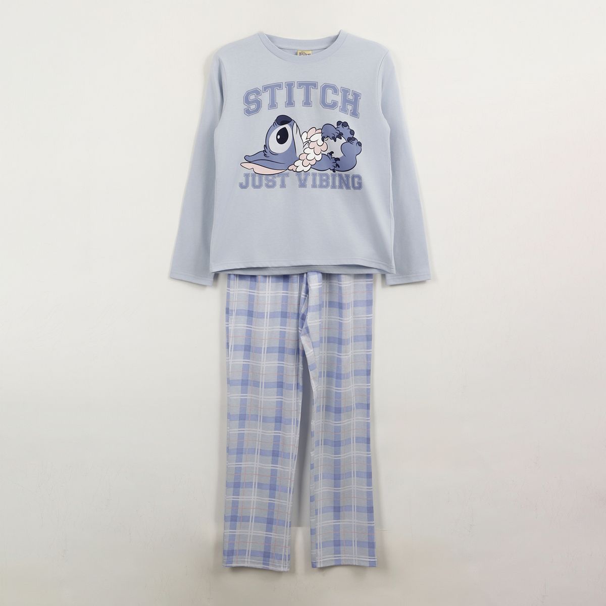 DISNEY - Pijama Manga Larga Niña Celeste Vibing Lilo & Stitch Disney