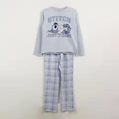 DISNEY - Pijama Manga Larga Niña Celeste Vibing Lilo & Stitch
