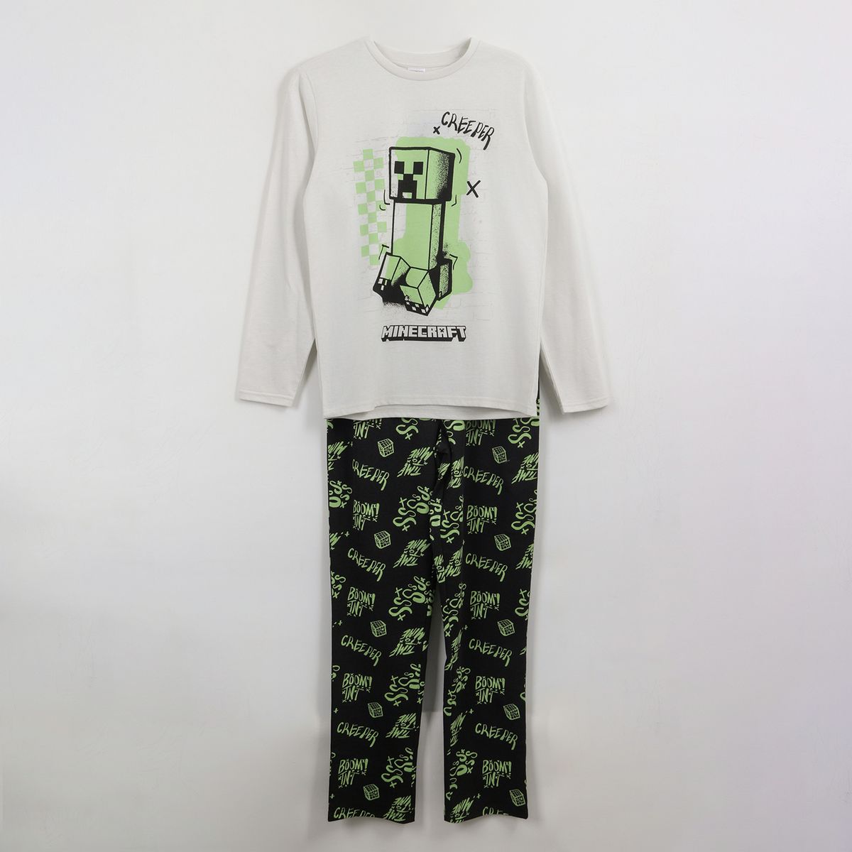 MINECRAFT - Pijama Manga Larga Niño Gris Creeper Minecraft