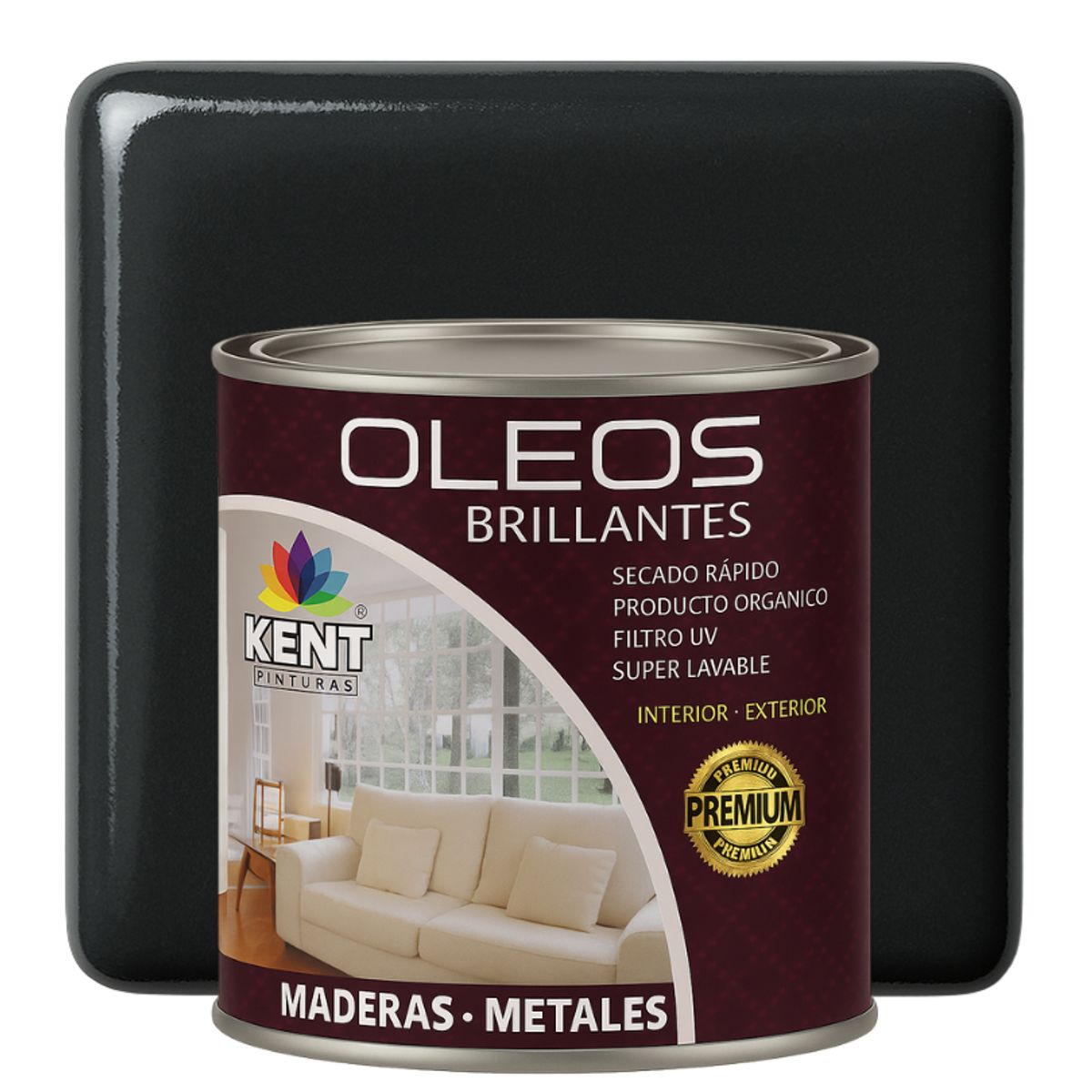 KENT - OLEO BRILLANTE PREMIUM - MULTISUPERFICIES - OCTAVO GALON NEGRO ÓXIDO