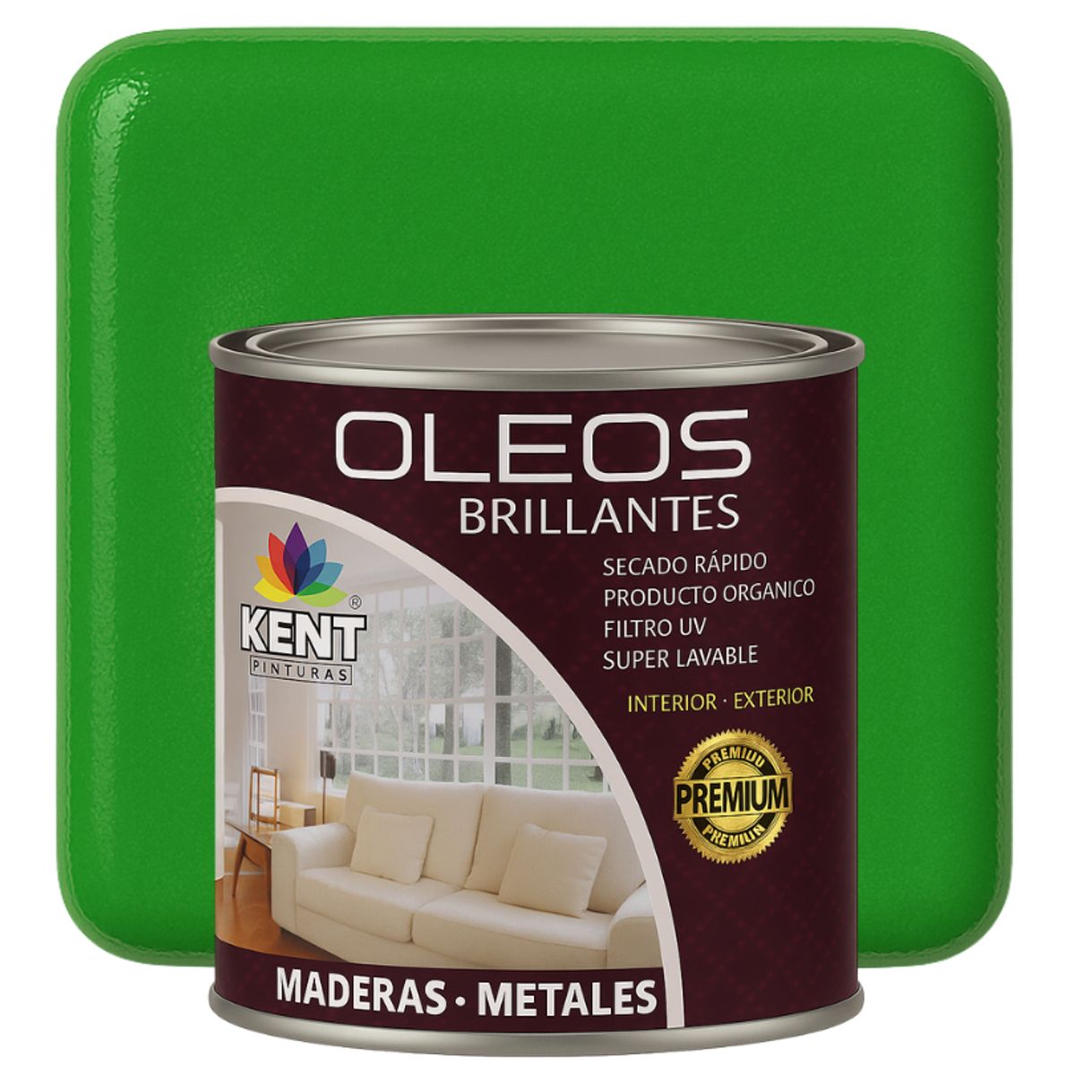KENT - OLEO BRILLANTE PREMIUM - MULTISUPERFICIES - OCTAVO GALON VERDE MANZANA