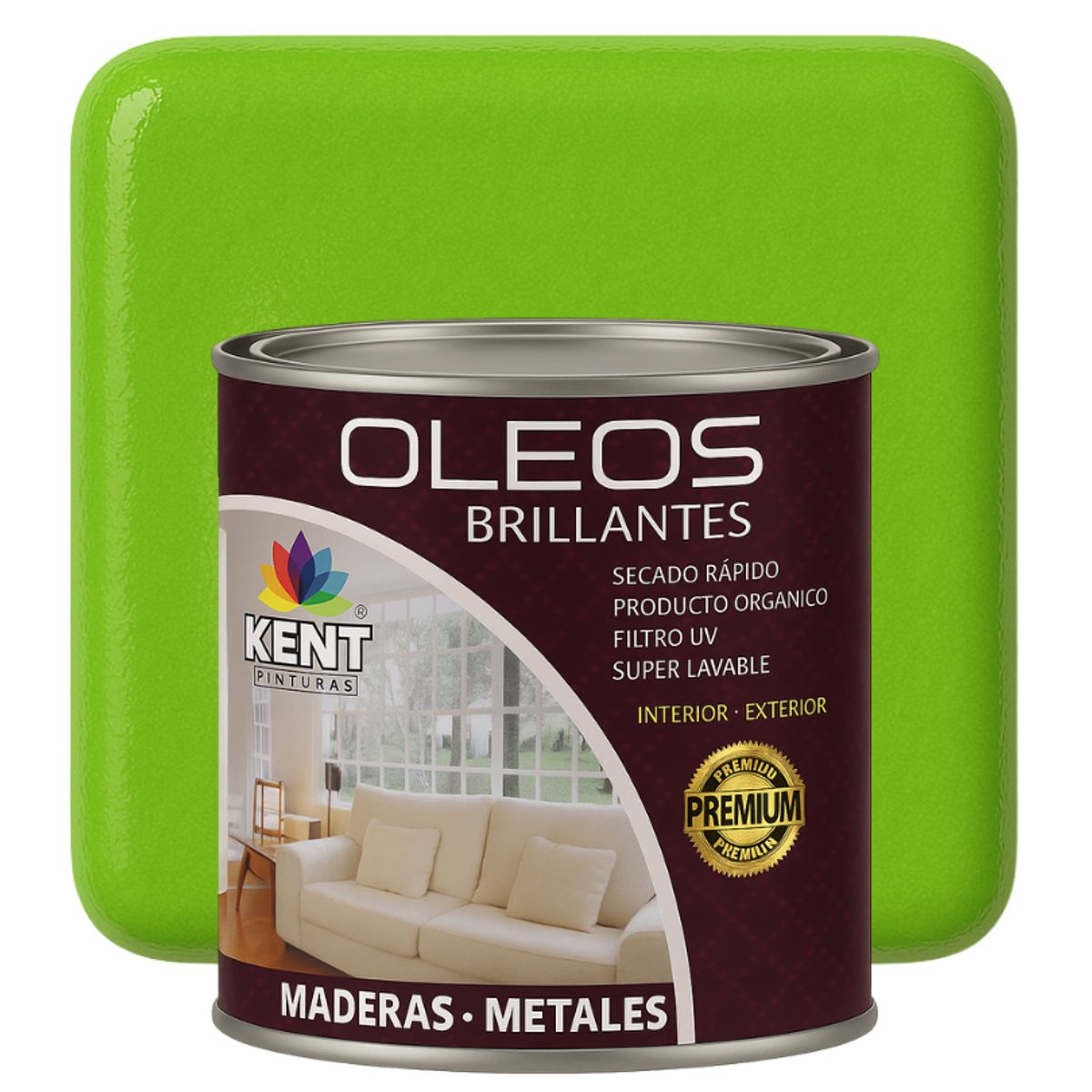 KENT - OLEO BRILLANTE PREMIUM - MULTISUPERFICIES - OCTAVO GALON VERDE LIMA