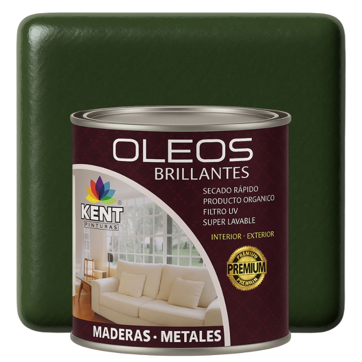 KENT - OLEO BRILLANTE PREMIUM - MULTISUPERFICIES - OCTAVO GALON VERDE ÓXIDO