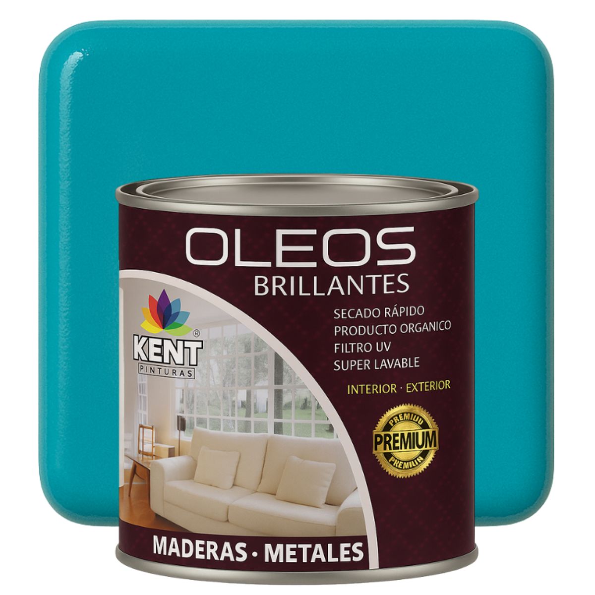 KENT - OLEO BRILLANTE PREMIUM - MULTISUPERFICIES - 1-16 GALON AZUL TURQUESA