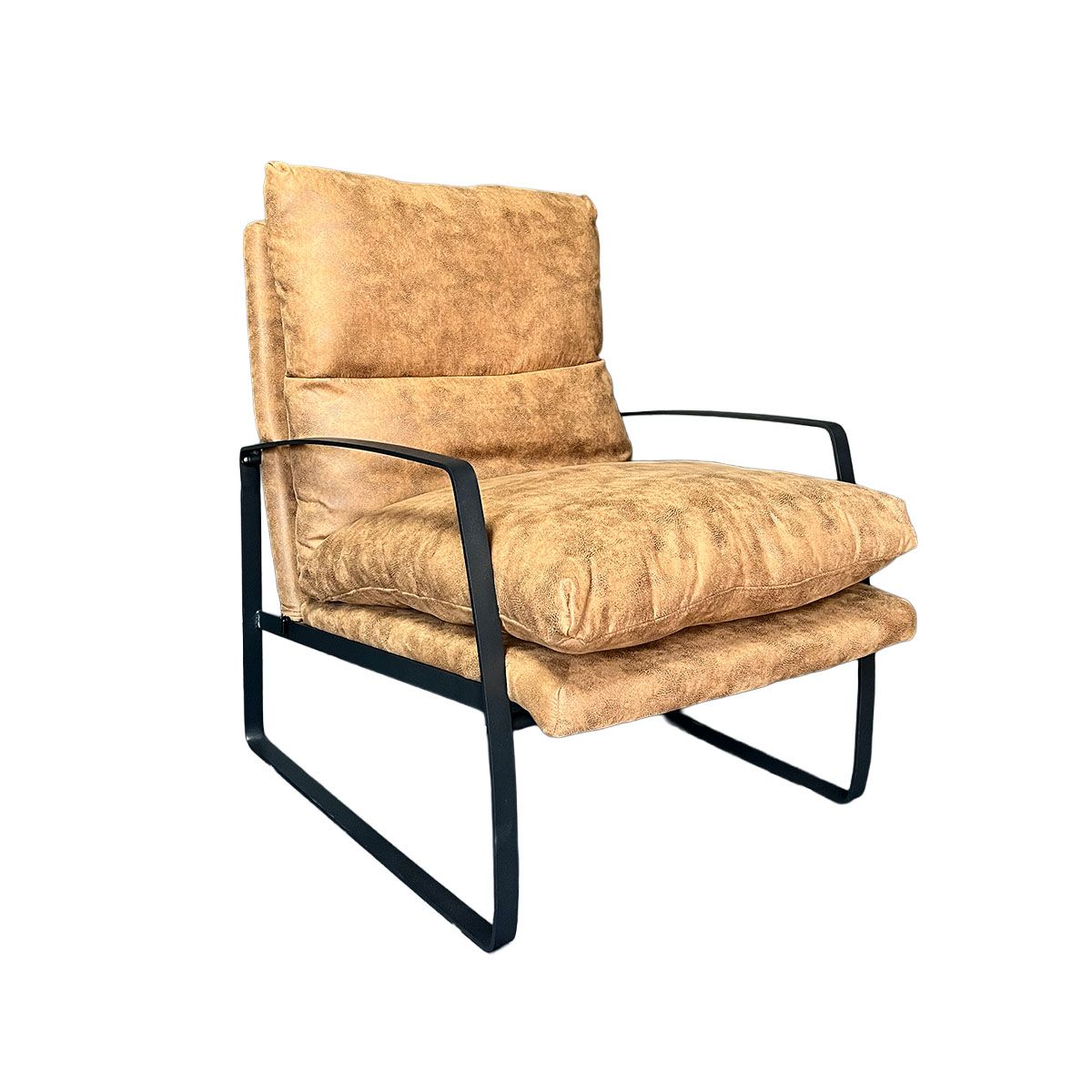 BROOKMAN - Poltrona Thomas Tela Café Chocolate Estructura Metálica Negra