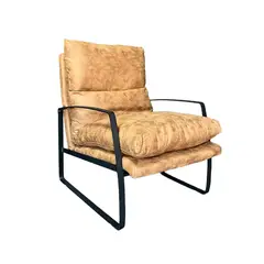 BROOKMAN - Poltrona Thomas Tela Café Chocolate Estructura Metálica Negra