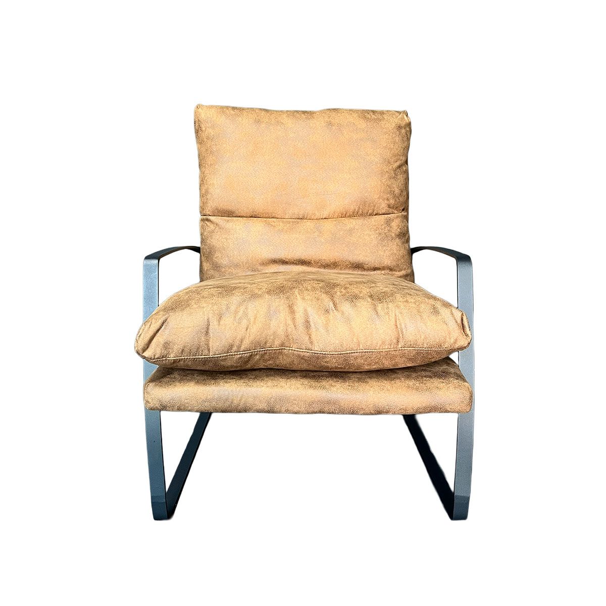 BROOKMAN - Poltrona Thomas Tela Café Chocolate Estructura Metálica Negra