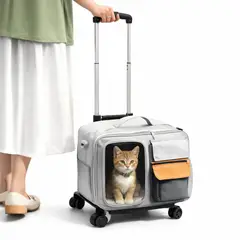 HOOPET - Mochila Convertible Con Ruedas Para Transporte De Mascotas Gris